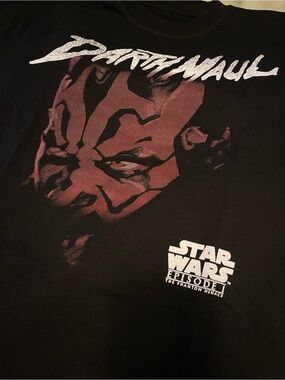 Star Wars Darth Maul Black Heavyweight Graphic Tee with White Logo